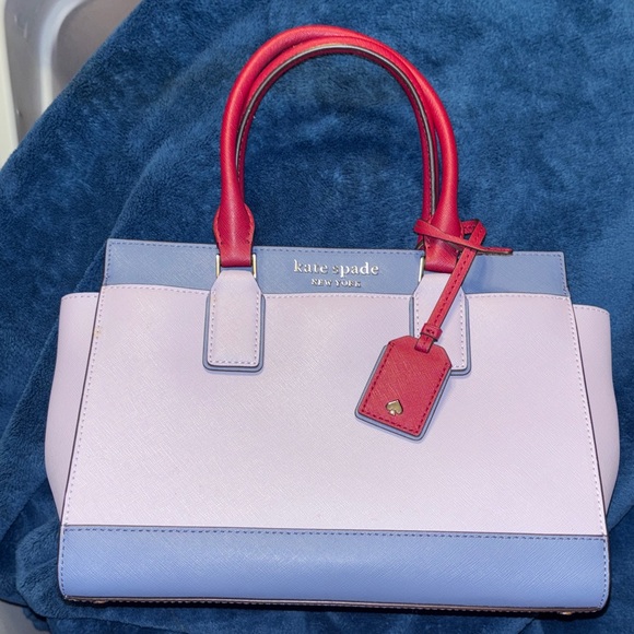 kate spade Handbags - Kate Spade lilac Satchel with Red and purple Accents NWOT